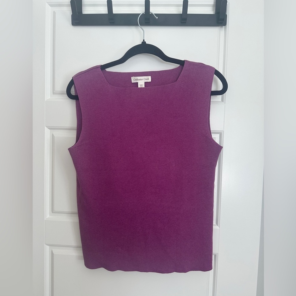 Coldwater Creek Purple Silk & Cotton Sleeveless Blouse